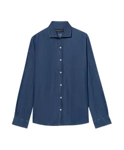 Джинсовая рубашка приталенного кроя с широким воротником. Brooks Brothers, синий