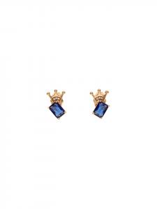 Faina Женские серьги-гвоздики из розового золота и темно-синего цвета