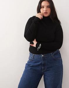 COLLUSION plus мягкий трикотажный водолазка в рубчик черного цвета