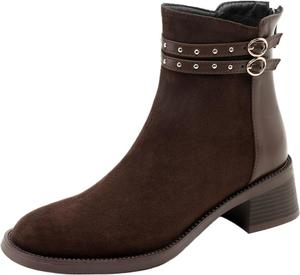 Женские модные ботильоны LYYSKY с каблуком 4,5 см, круглым носком, короткие, лаконичные, винтажные, свежие, черные и коричневые, размеры US4-US10