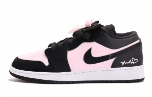 Jordan Баскетбольные кроссовки Air 1 с износостойким покрытием, низкие, винтажные, унисекс, черные, розовые