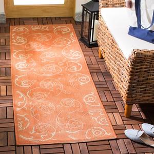 Ковер SAFAVIEH, 69 x 201 см, Washable Outdoor Courtyard Collection - Runner, Terracotta & Natural, не линяет и легко чистится, идеально для патио, прихожей, гардеробной, коридора, кухни (CY2665-3202)