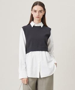 Трикотажный пуловер из комбинированной ткани для рубашки