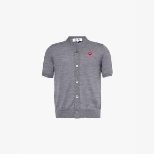 Футболка-Поло из шерсти с короткими рукавами и логотипом-нашивкой Comme Des Garcons Play, серый