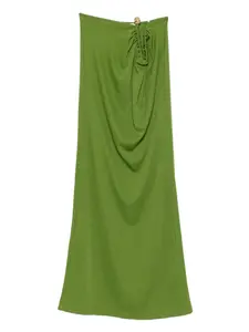 Юбка в рубчик со сборками Christopher Esber, зеленый