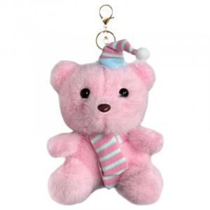 Ночной колпак друзья медвежонок шарф куклы плюшевый подвес 15см высота FKOFR, розовый