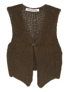 Трикотажный жилет с V-образным вырезом Open Yy, зеленый