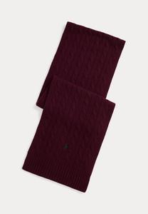 Шарф Polo Ralph Lauren CABLE KNIT WOOL BLEND SCARF, Rich Ruby/Dark Blue