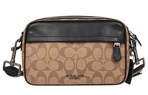 Сумка через плечо Graham из кожи коровы, средний размер, мужская, черная, хаки и коричневая, с монограммой COACH