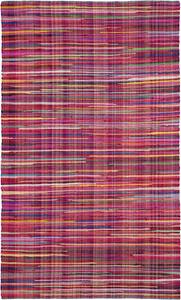 Ковер SAFAVIEH, 77 x 122 см, Rag Rug Collection, красный и разноцветный, ручной работы, богемная полоска, хлопок, идеально для помещений с высокой проходимостью: прихожая, гостиная, спальня (RAR240D)