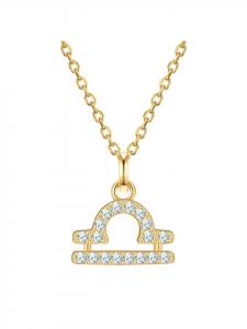 Glanzstücke München Колье с изображением знака зодиака Весы из стерлингового серебра с цирконами в оправе из желтого золота