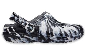 Шлепанцы и сланцы Crocs Classic Lined Clog 'Marbled - White Black'