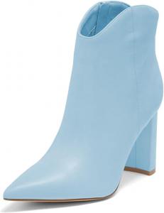 Женские ботильоны FYS с заостренным носком, высокой массивной подошвой, короткие ботинки, боковая молния, повседневная уличная обувь, размер 4-16 US, Light Blue