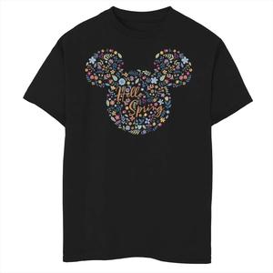 Весенняя футболка с цветочным рисунком Disney's Mickey Mouse & Friends для мальчиков 8–20 лет Mickey Hello Disney, черный