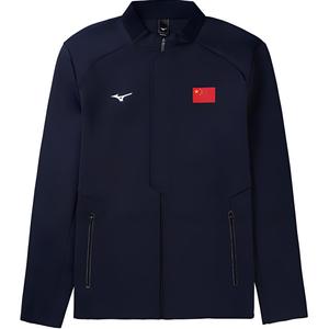 Мужская куртка с воротником-стойкой, средней жесткости, другие Mizuno, 14/темно-синий  & серый