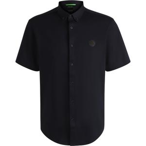 Рубашка с коротким рукавом и нашивкой Boss Logo HUGO BOSS, темно-синий