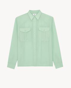 Рубашка из вискозы и шелка SAINT LAURENT, зеленый