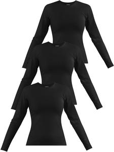 Лонгслив Janice 3 x Damen Langarmshirt hochgeschlossen Niska, черный