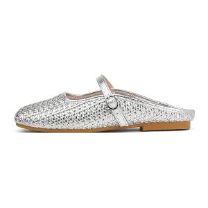 OMS Женские антибактериальные тапочки с закрытым носком серебристые, цвет Silver