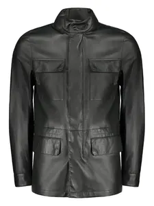 Кожаная куртка с четырьмя карманами и завязками на шнурке Moorer, зеленый