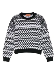 Свитер из смесовой шерсти с узором зигзаг Missoni Kids, черный