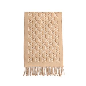 Шерстяной вязаный шарф унисекс бежевый GUCCI