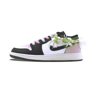 Jordan Кроссовки Air 1 Vintage баскетбольные женские низкие Olive Green, Black, Pink