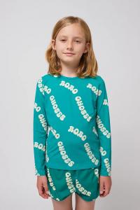 Детский купальный костюм с длинными рукавами Wavy Bobo Choses, бирюзовый