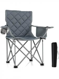 COSTWAY Складной кемпинговый стул XXL, грузоподъемность 227 кг, серый