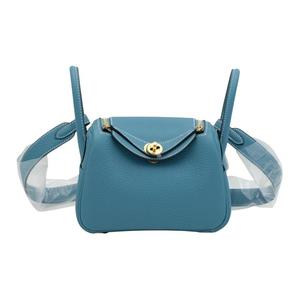 Сумка через плечо Lindy Clemence Bullock из кожи мини женская D2 новый джинсовый синий деним HERMES