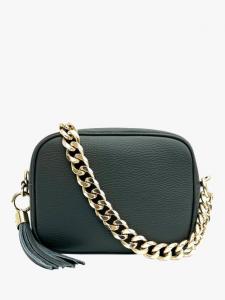 Сумка для камеры из кожи с цепочкой вместо ремня Apatchy London, Dark Grey