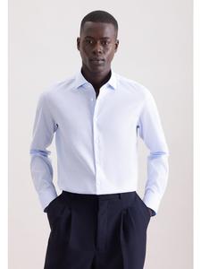 Seidensticker Приталенная деловая рубашка среднего синего цвета