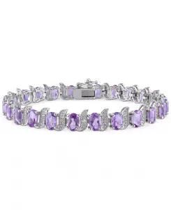 Браслет из стерлингового серебра с аквамарином (9-5/8 карата) и бриллиантами Macy'S, amethyst