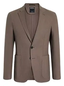 Двубортный пиджак с накладными карманами Zegna, коричневый