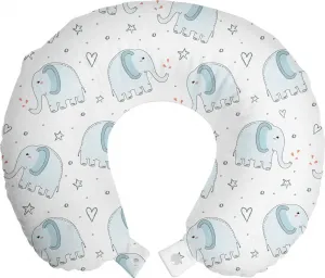 Подушка для шеи ABAKUHAUS "Слон", дорожная подушка, животные, сердце, звезда, дорожный аксессуар из пеноматериала для самолета и автомобиля, 30 x 30 см, нежно-голубой, коричный, белый Abakuhaus