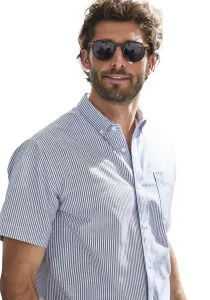 Рубашка H.I.S с короткими рукавами "Regular fit", рубашка Оксфорд с короткими рукавами и воротником на пуговицах из чистого хлопка, антрацит