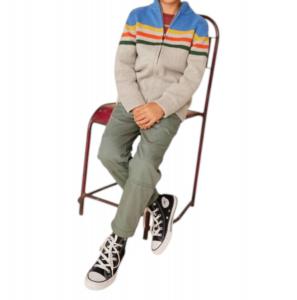 Полосатый свитер-пуловер для путешествий на молнии в сером меланже Medium Heather Grey Tea Collection