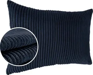 Декоративная подушка 30х50 см, чехол без наполнителя, чехол на молнии, однотонный вельветовый бархат синего цвета