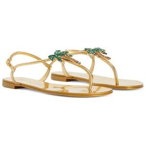 /GZ Venice Beach Однолапные сандалии Женские Золотые Giuseppe Zanotti