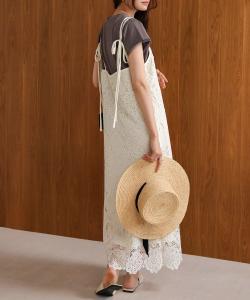 Платье-комбинация с кружевной спинкой и лентами