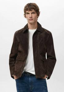 Куртка Mango Leather jacket, Brown