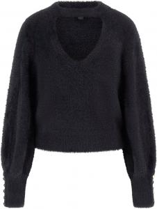 Женский свитер Guess с длинным рукавом Yuki Fuz и вырезом, Jet Black