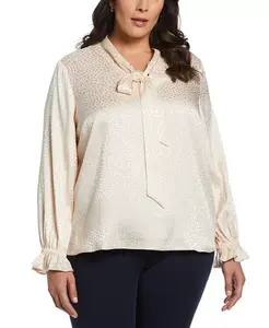 Блузка больших размеров с длинным рукавом и завязкой спереди Rafaella, коричневый/бежевый