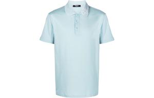 Хлопковая поло с вышитым логотипом VERSACE, синий