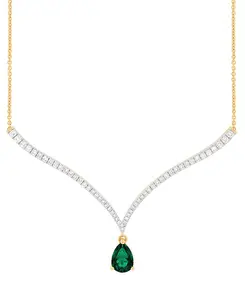 Ожерелье с подвеской длиной 18 дюймов из 14-каратного золота (также с выращенными в лаборатории рубинами и сапфирами) с изумрудами (1-1/2 карата) и выращенными в лаборатории бриллиантами (1 карат) Grown With Love, emerald