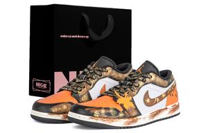 Женские кроссовки Air 1 Abrasion Resistant Breathable Low top Vintage Basketball Orange Brown Jordan, оранжевый коричневый