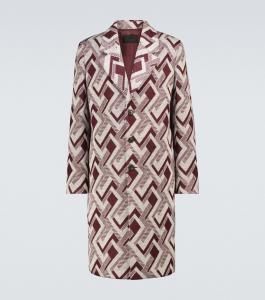 Однобортное шерстяное пальто Prada, Naturale+Amaranto