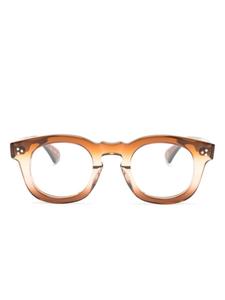 Lesca очки в круглой оправе с логотипом, коричневый