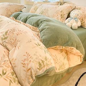 Disney Пододеяльник 180х220 см из утолщенного молочного велюра, двойной утепленный, цвет Xiancao High-Weight Milk Fleece