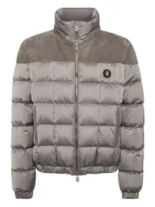 Стеганый пуховик с замшевыми вставками Billionaire, серый